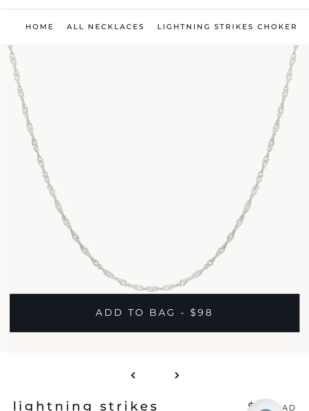 bluboho Lightning Strikes Twisted Rope Necklace - Silver